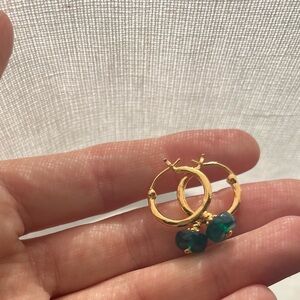 Cleopatra’s Bling Gold Plated Hoops with Green Resin Beads